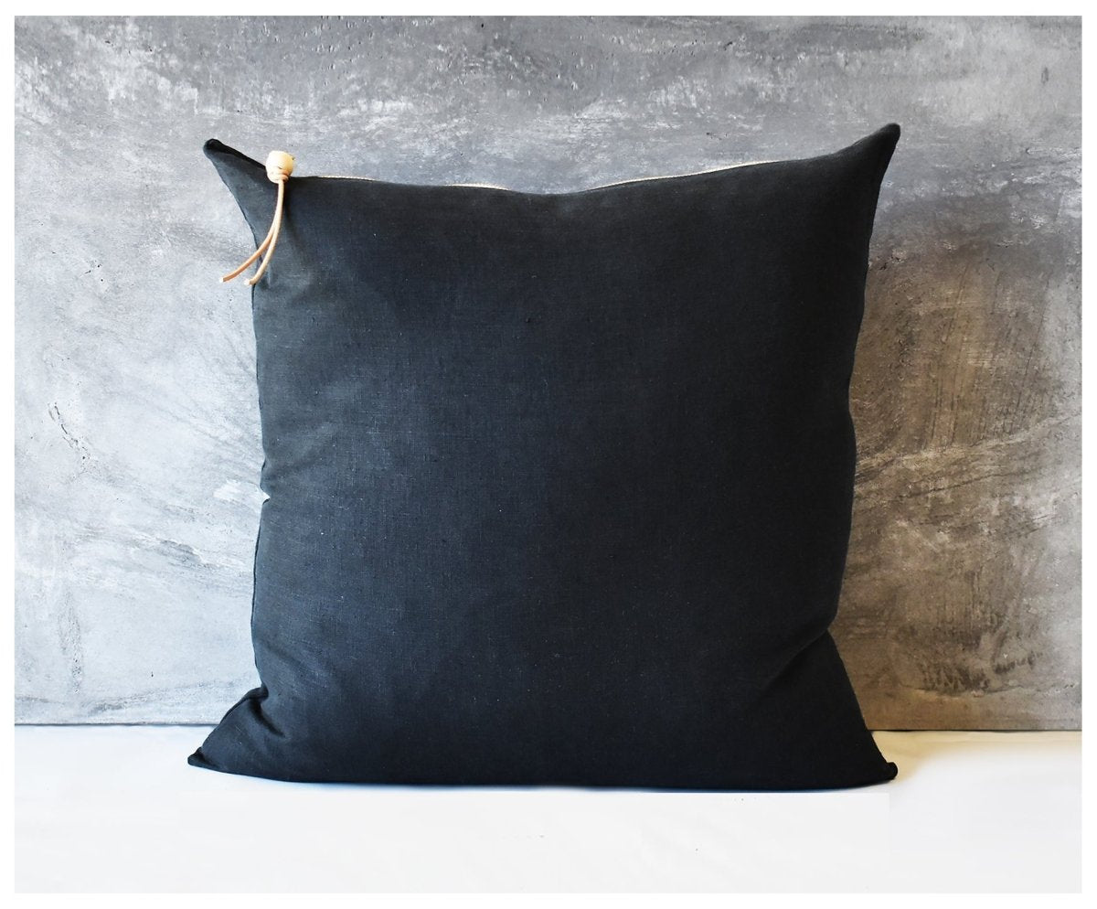 Black Linen Bliss Pillows of Pure Delight celina mancurti