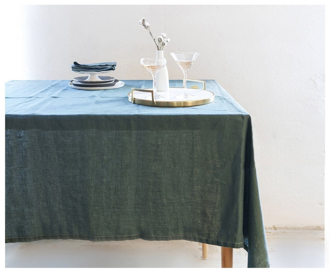 Emeral Linen Tablecloth. Prewashed And Made In Usa – Celina Mancurti