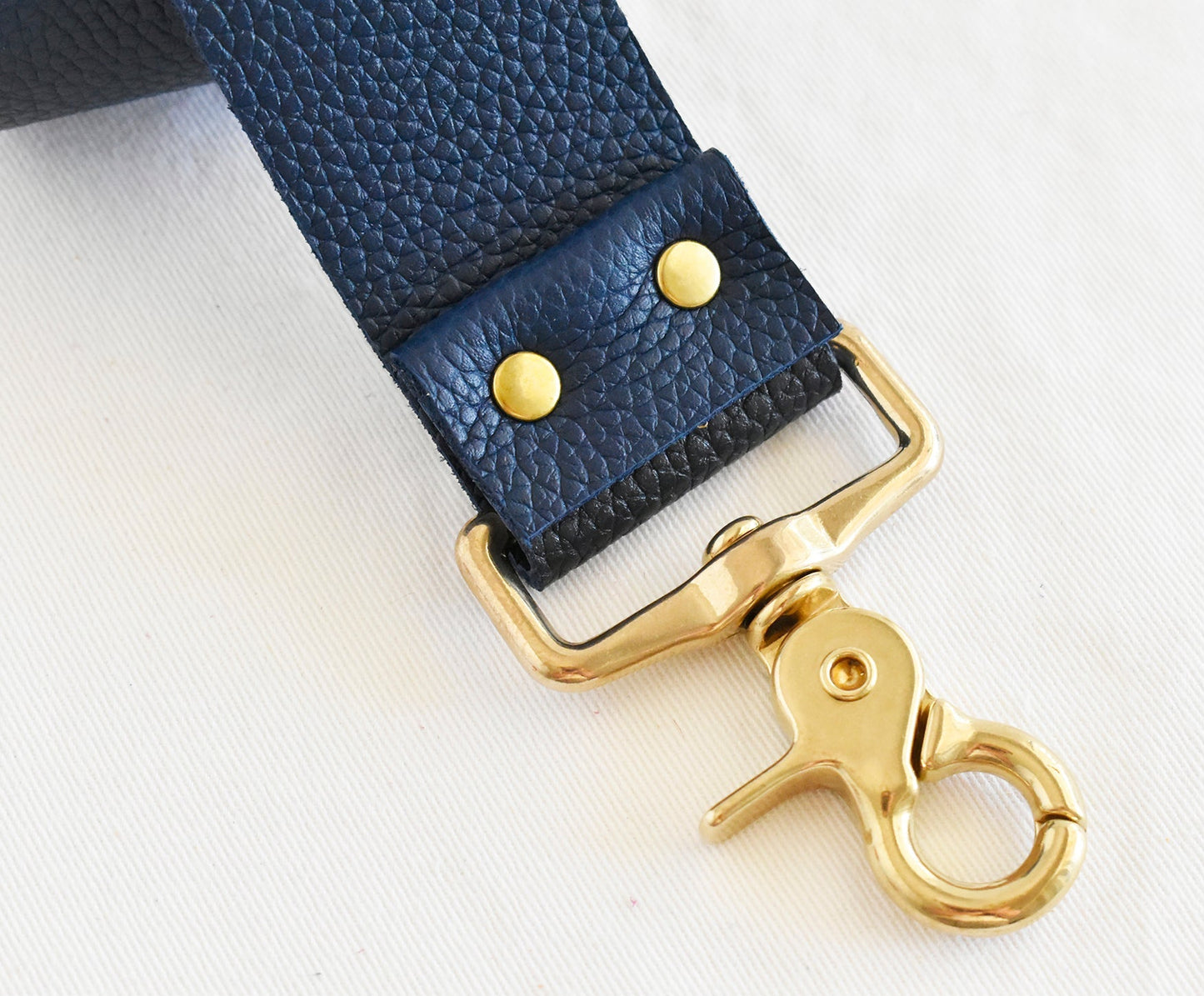 Leather Bag Strap- Reversible Navy & Black