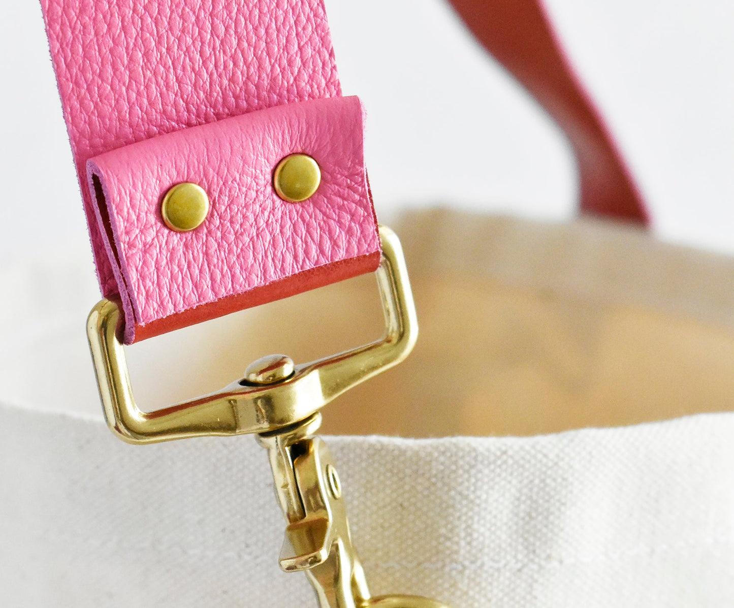 Leather Bag Strap- Reversible Pink & Red