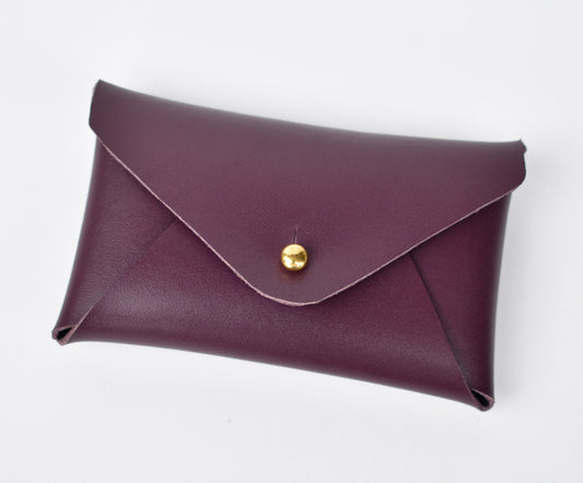 Leather Card Holder- Cherry & Navy Inside