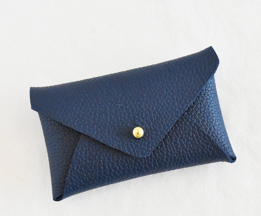 Leather Card Holder- Navy & Black Inside