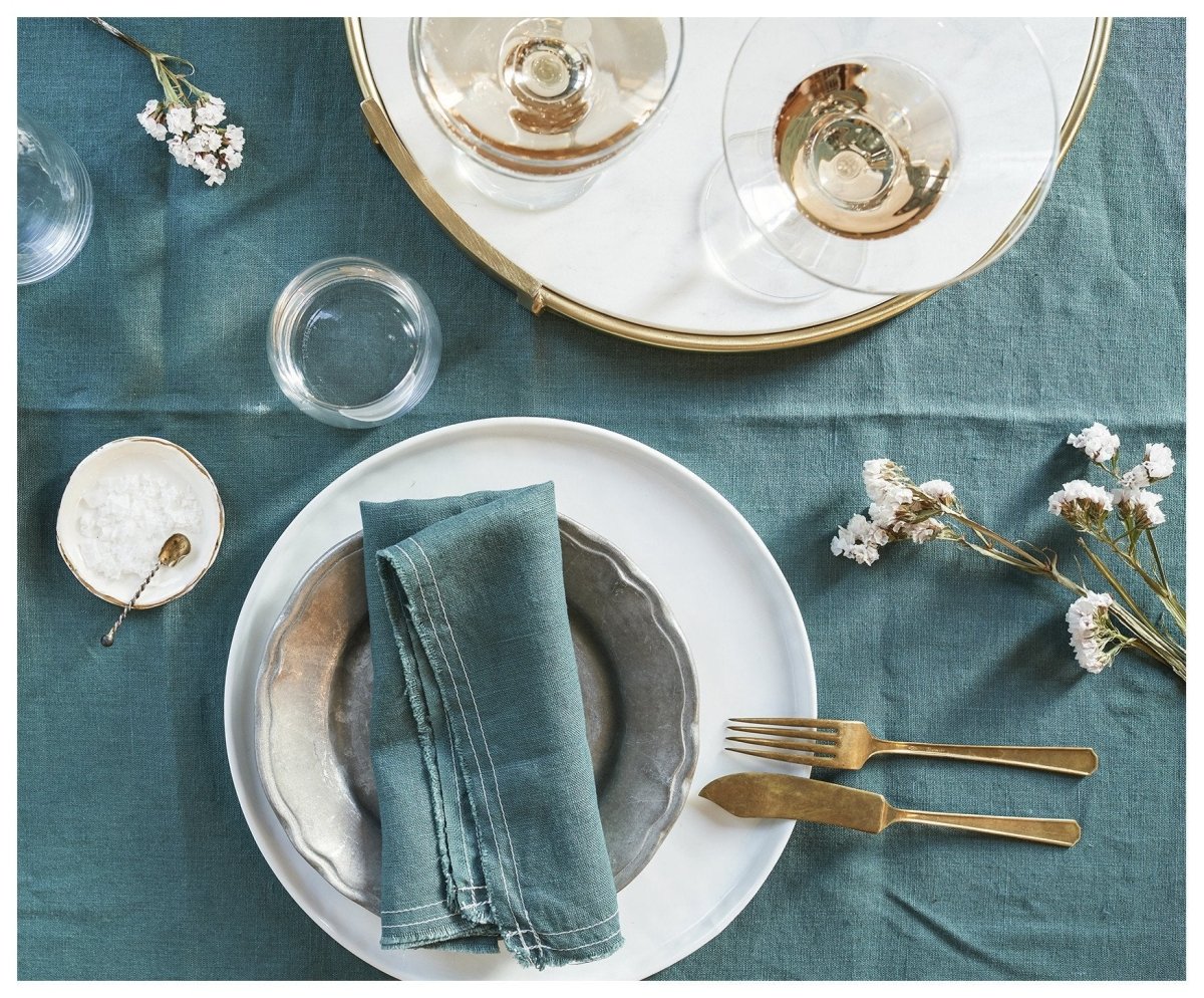Rustic Linen Napkin/Placemat with frayed edge